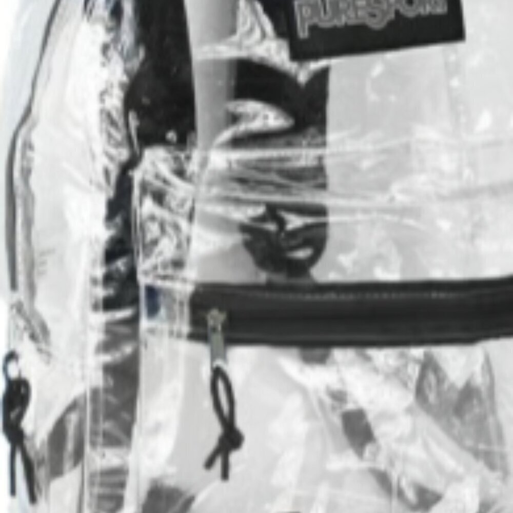 Clear Black Backpack 17" w/ Front Zipper Pocket